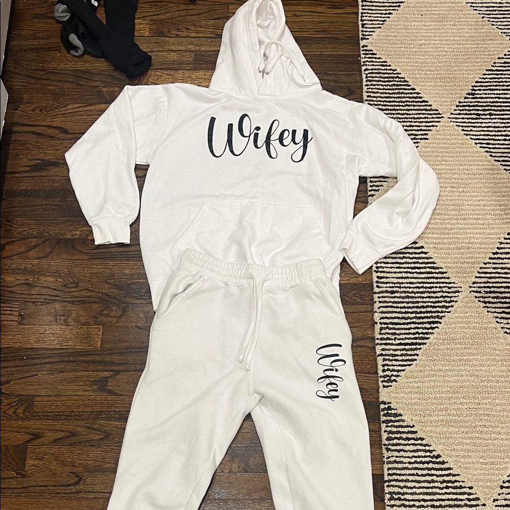 White Kids Bottoms with 'Wifey' Print